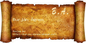 Burján Ágnes névjegykártya